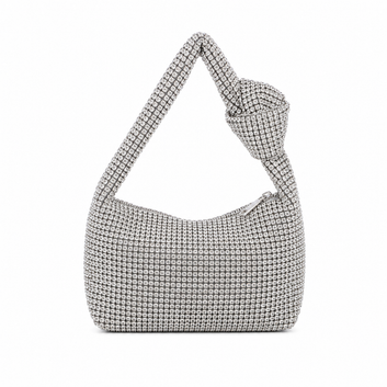 Glam Crystal Knot Handle Shoulder Bag