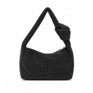 Glam Crystal Knot Handle Shoulder Bag