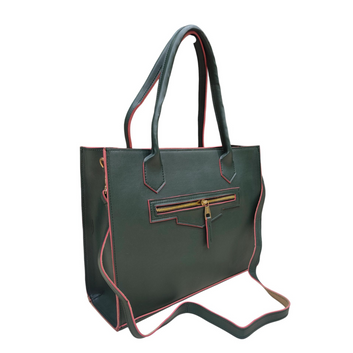 Dark Green Tote Handbag- 7779 Premium Quality